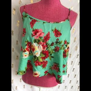 Blueish Green flowered top